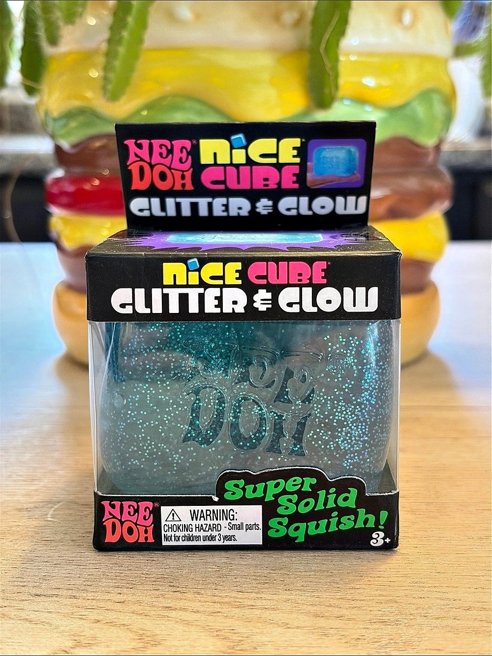 NEEDOH Nice Cube Glitter & Glow Blue Cube NWT